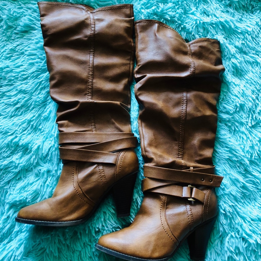 CHARMING CHARLIE brown leather-like tall boots